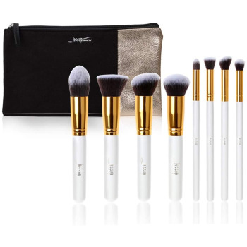 Jessup Professional Cosmetics Premium brushes set 8pcs White/Gold make up brushes with bag